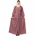 Front open abaya with a belt- Puce Pink